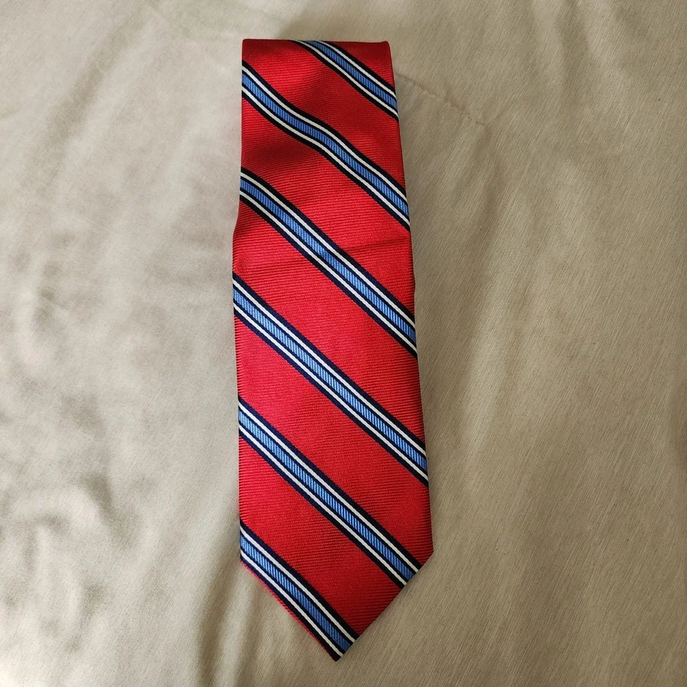 Brooks Brothers Silk Repp Stripe Tie Mens OS Red NWT Made in USA English Fabric